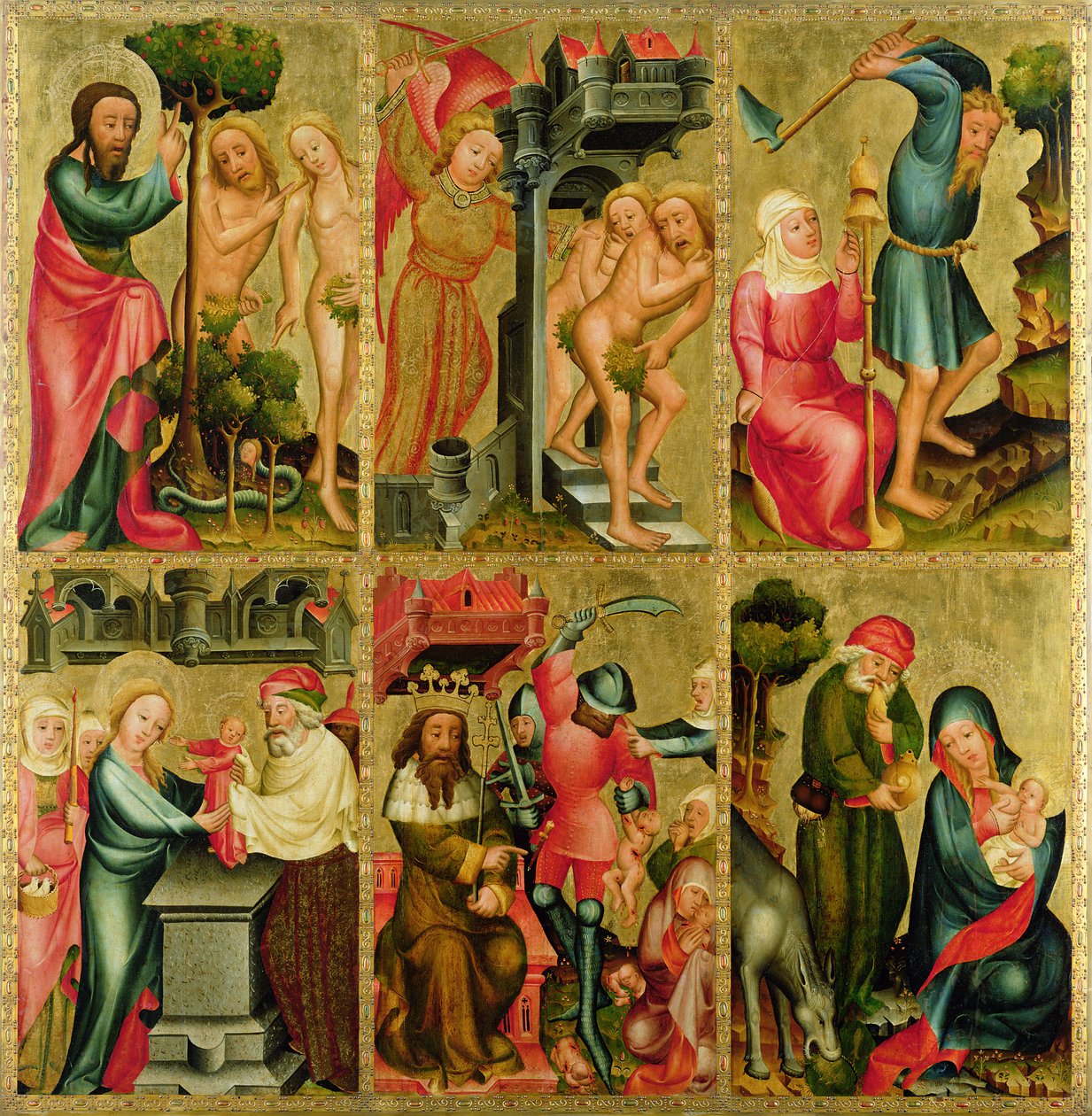 Høyre fløy av St. Peters høyalter i Hamburg, Grabower-alteret, 1383 (tempera på panel) av Master Bertram of Minden