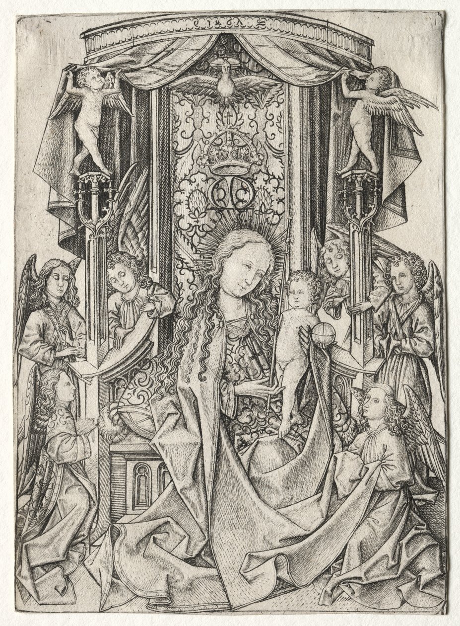 Madonna Enthroned with Eight Angels av Master ES