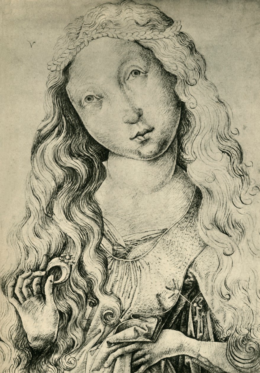 Portrett av en kvinne med en ring, St Catherine, 1450-1470, 1943. av Master ES