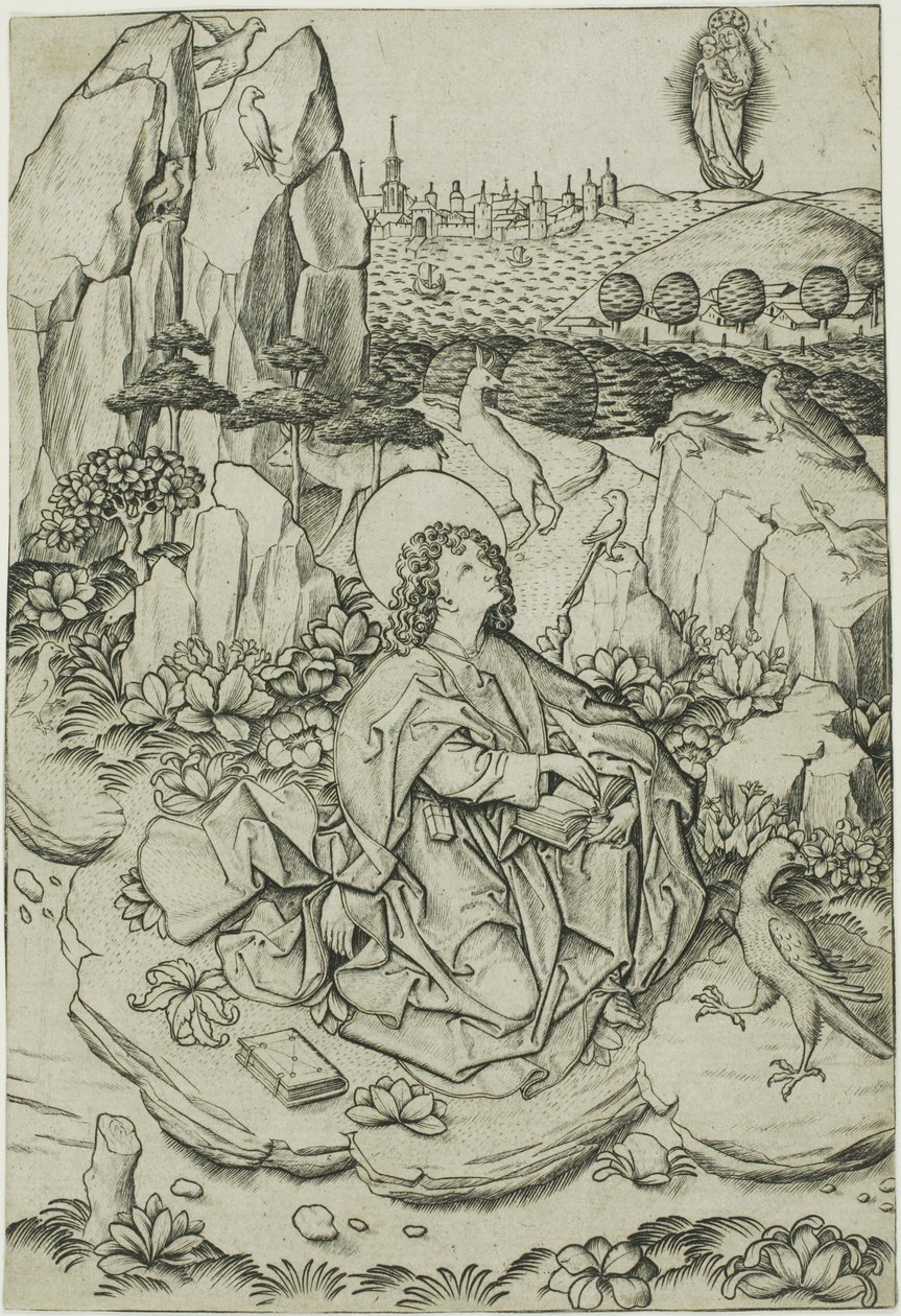 Saint John på øya Patmos av Master E.S.