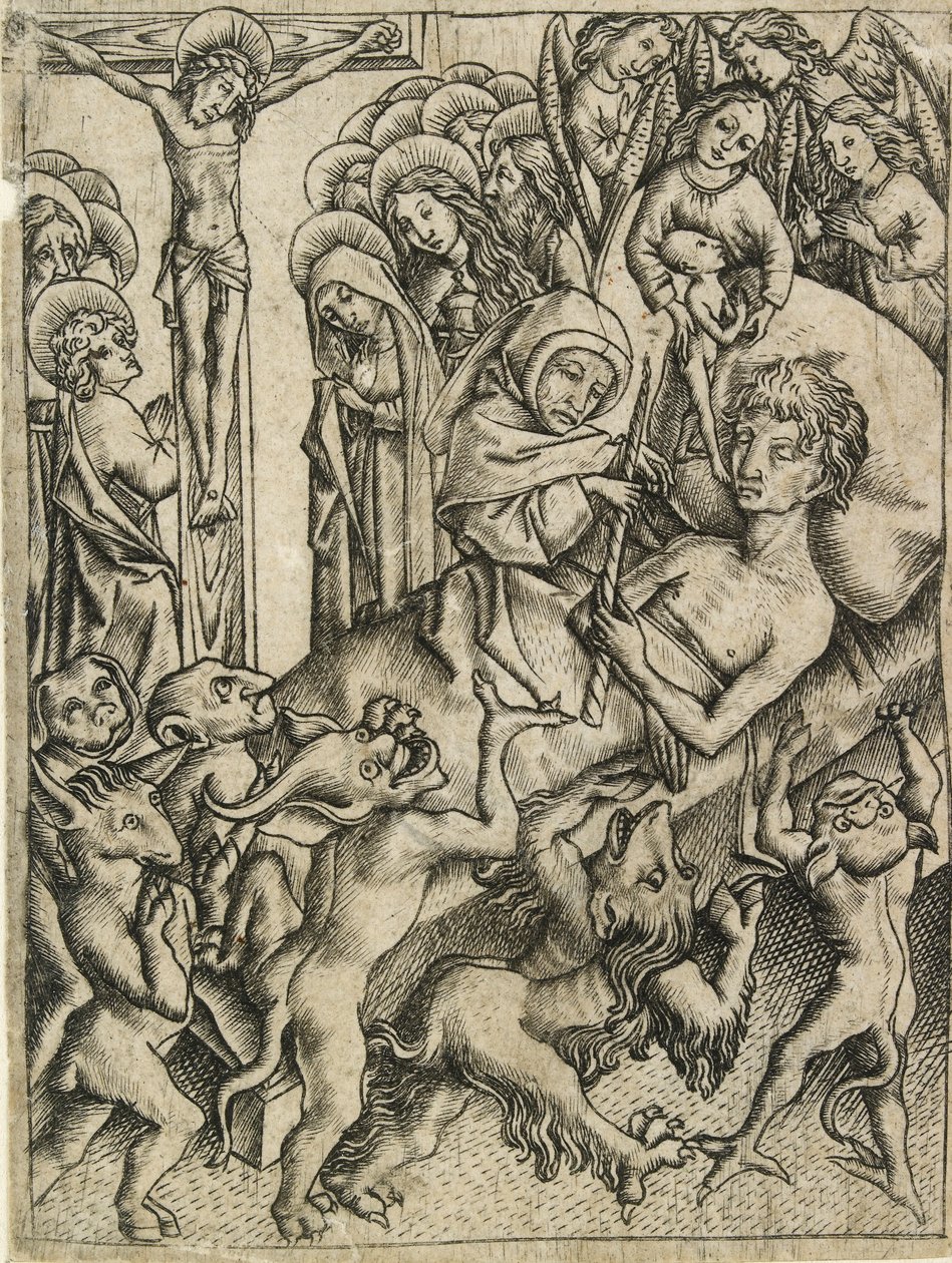 Triumfen over all fristelse i dødens time, c1400-tallet av Master ES