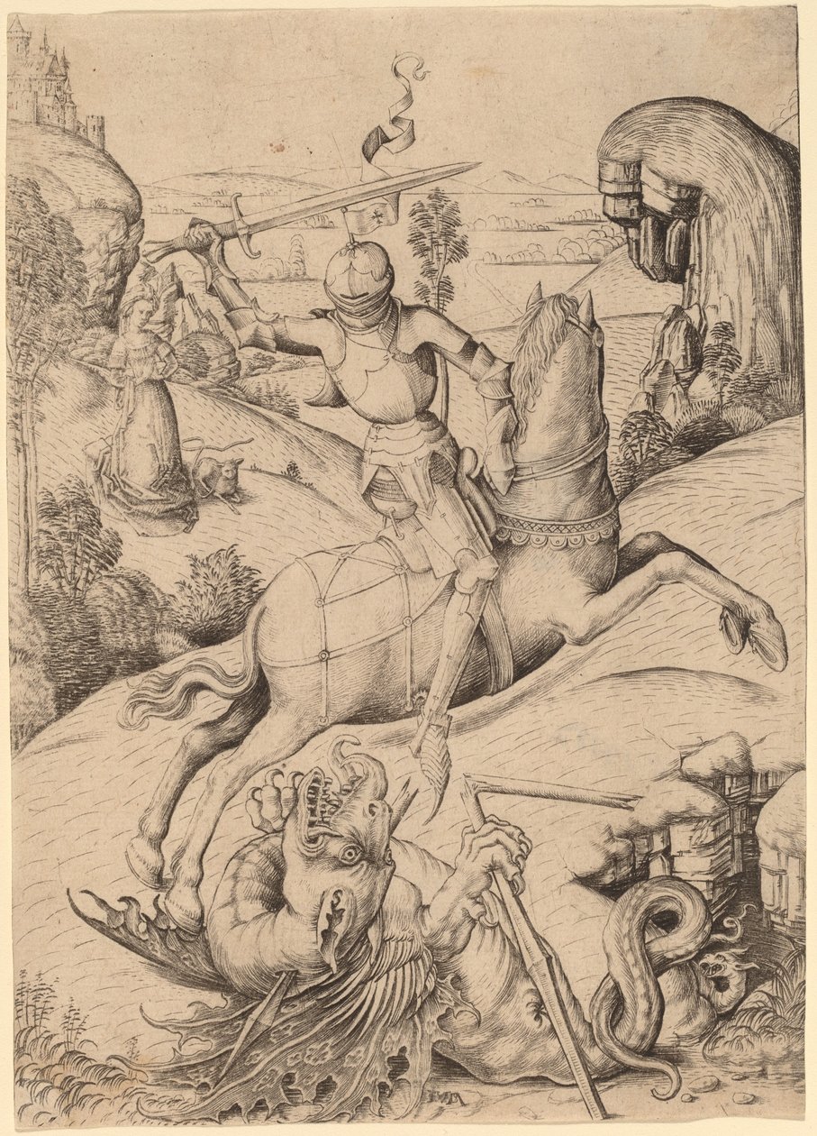 Saint George og dragen av Master FVB and Israhel van Meckenem
