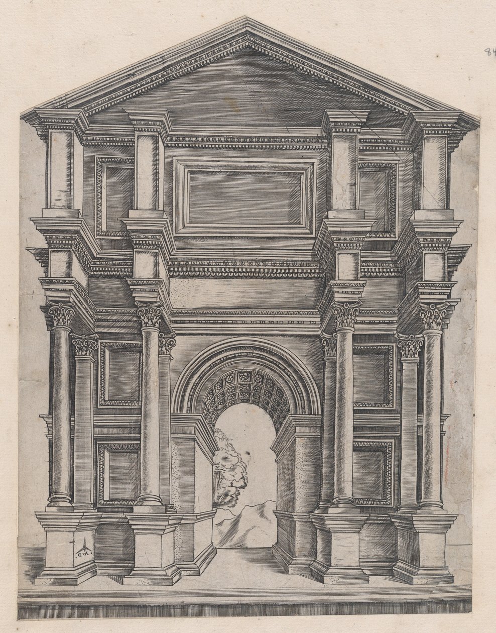 Mirror of Roman Magnificence: Arch av Master GA med Caltrop, 1500-tallet., 1500-tallet. av Master GA