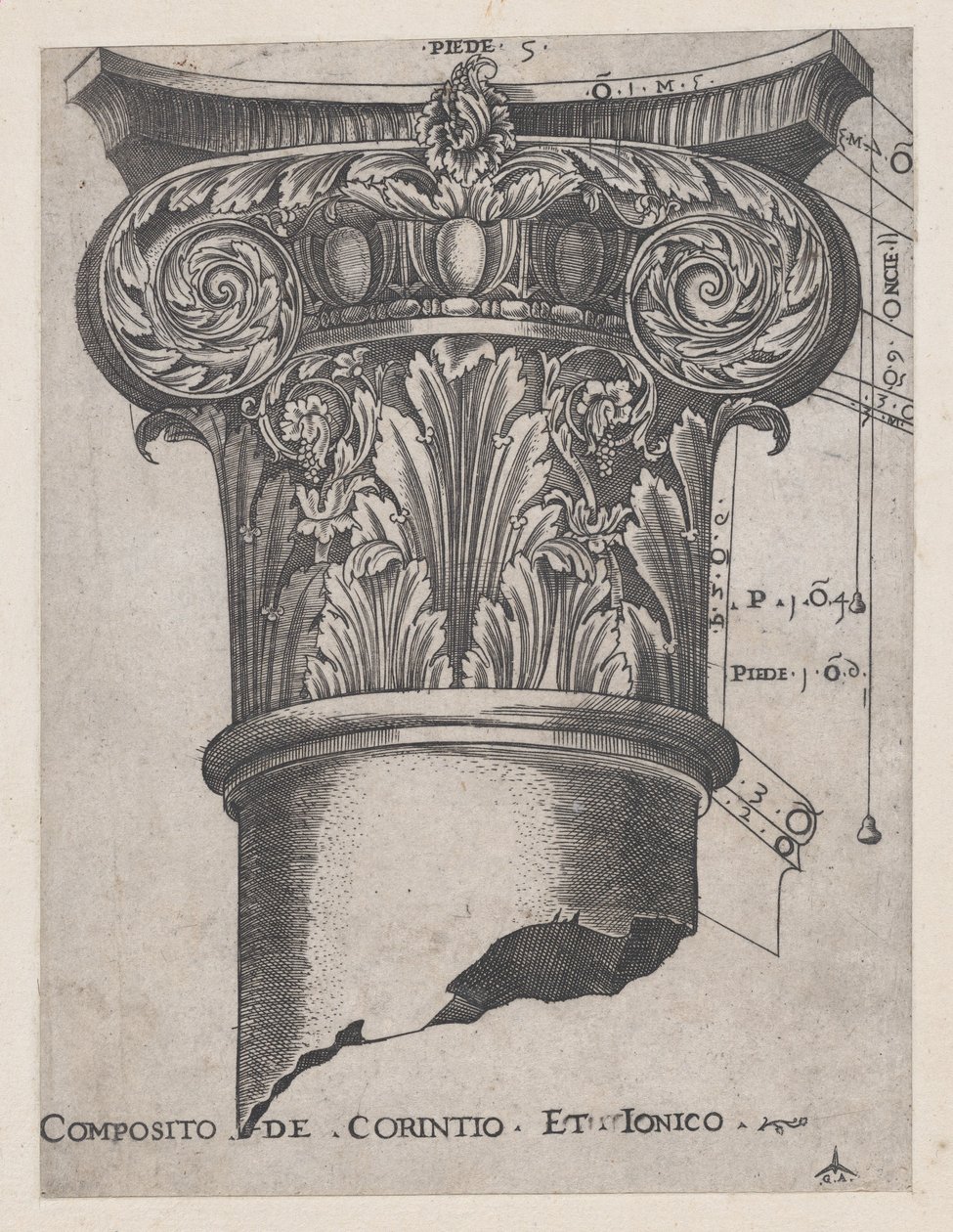 Mirror of Roman Magnificence: Sammensetning av korintisk og jonisk, ca. 1537., ca. 1537 av Master GA