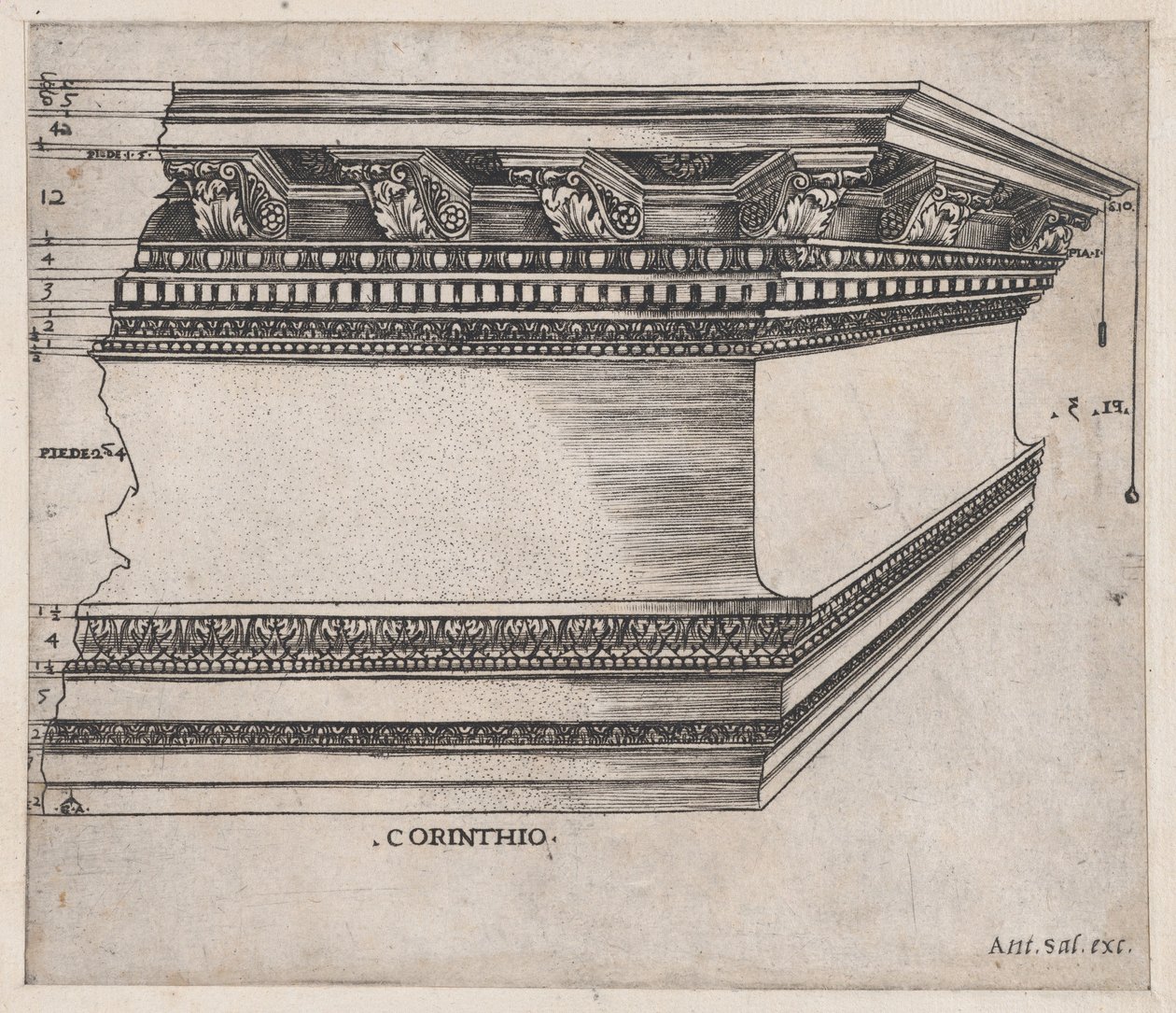 Mirror of Roman Magnificence: Corinthian entablature, ca. 1535, ca. 1535 av Master GA