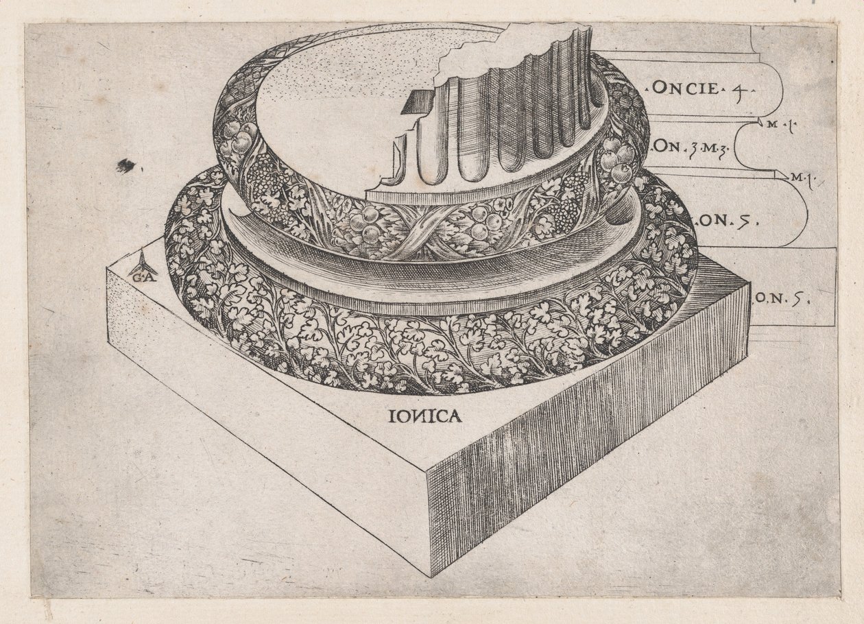 Mirror of Roman Magnificence: Ionisk base, ca. 1537., ca. 1537 av Master GA