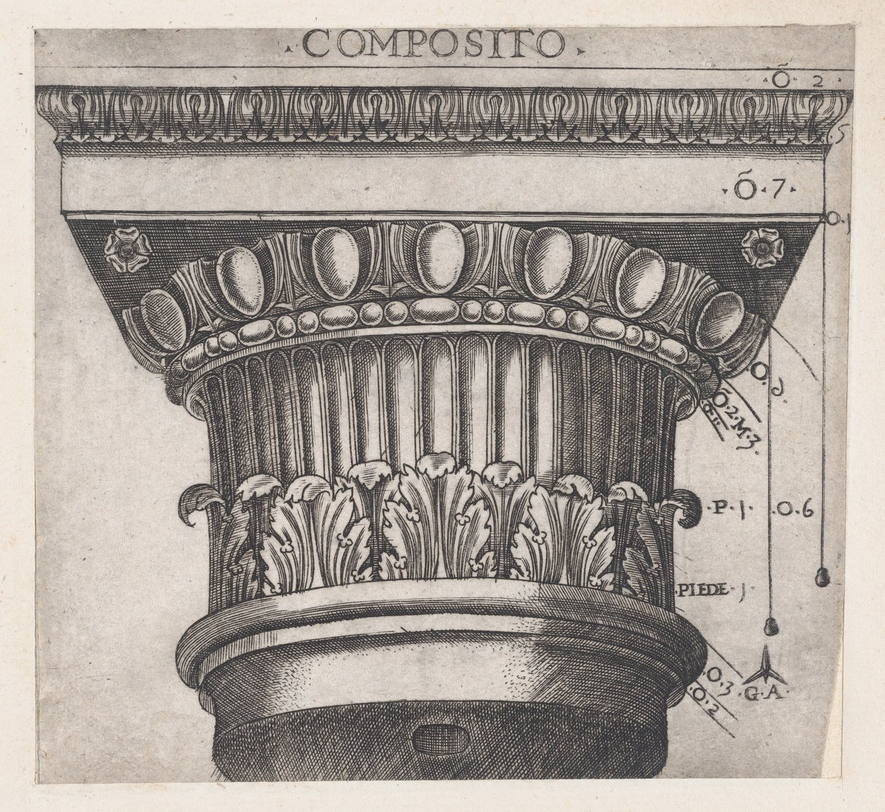 Mirror of Roman Magnificence: Ionisk hovedstad, ca. 1537, ca. 1537 av Master GA