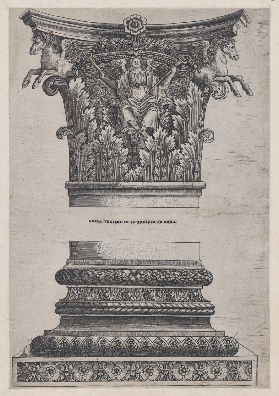Mirror of Roman Magnificence: Pegasus hovedstad fra Temple of Mars Avenger og desember, ca. 1537 av Master GA