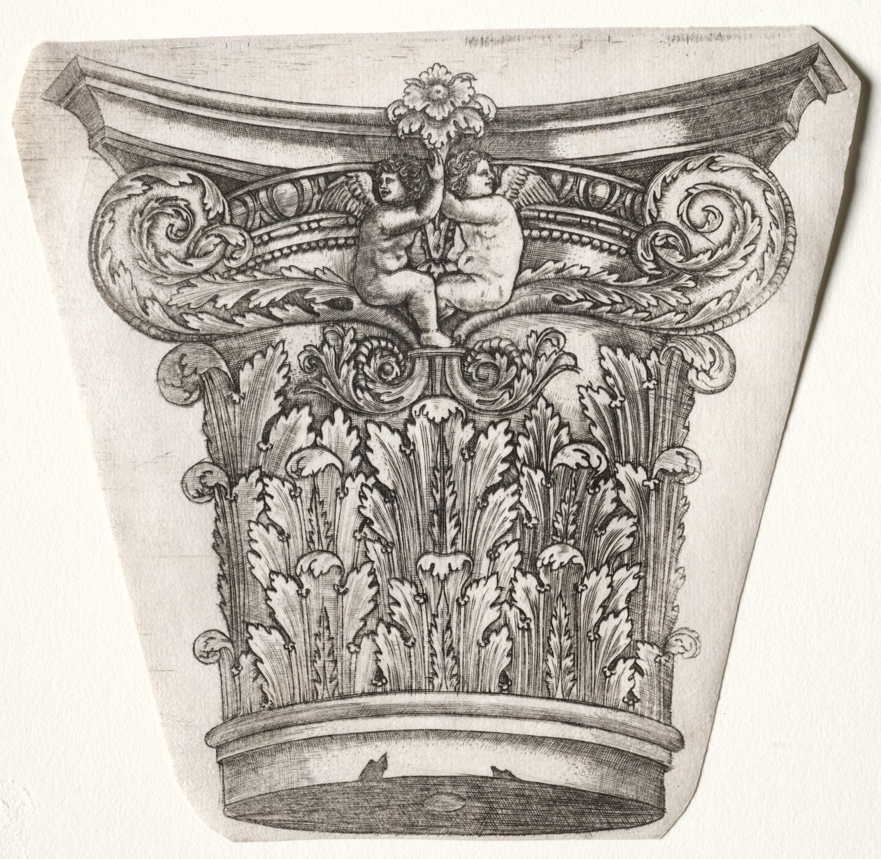 Base og kapital med Putti, ca. 1525-1550. av Master G. A. with the man