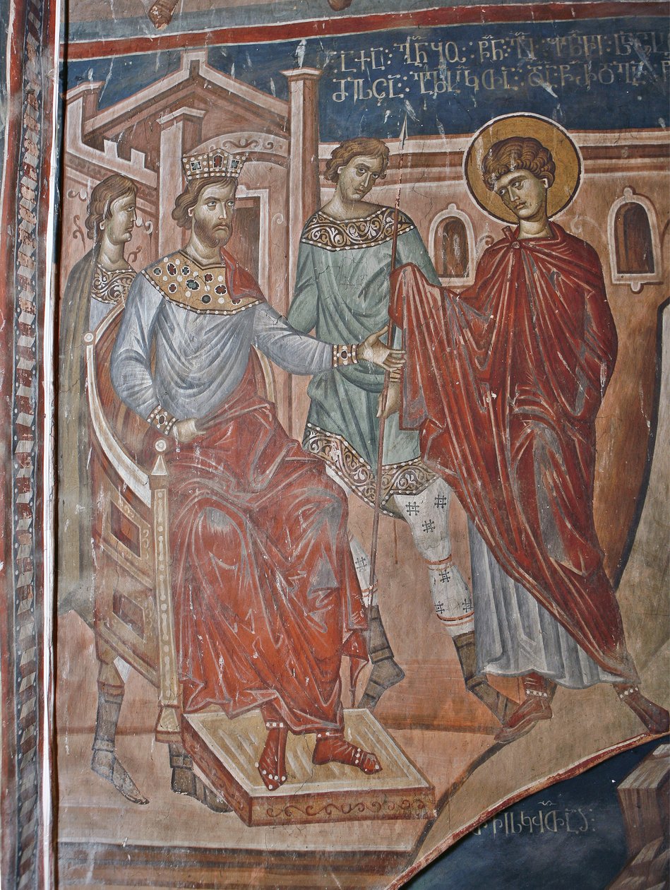 Saint George før keiser Diokletian, 1300-tallet av Master Gerasime