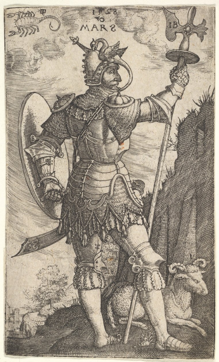 Mars fra The Gods Who Preside Over the Planet, 1528. av Master I.B.