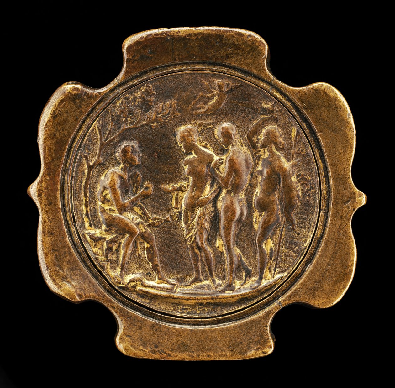 Sword Pommel med innfelt plakett av The Judgment of Paris... andre halvdel av 1400-tallet. av Master IO.FF.