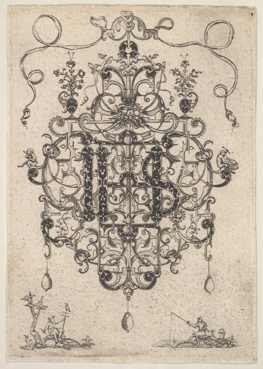 Design for et anheng med IHS-monogram, 1609. av Master PRK
