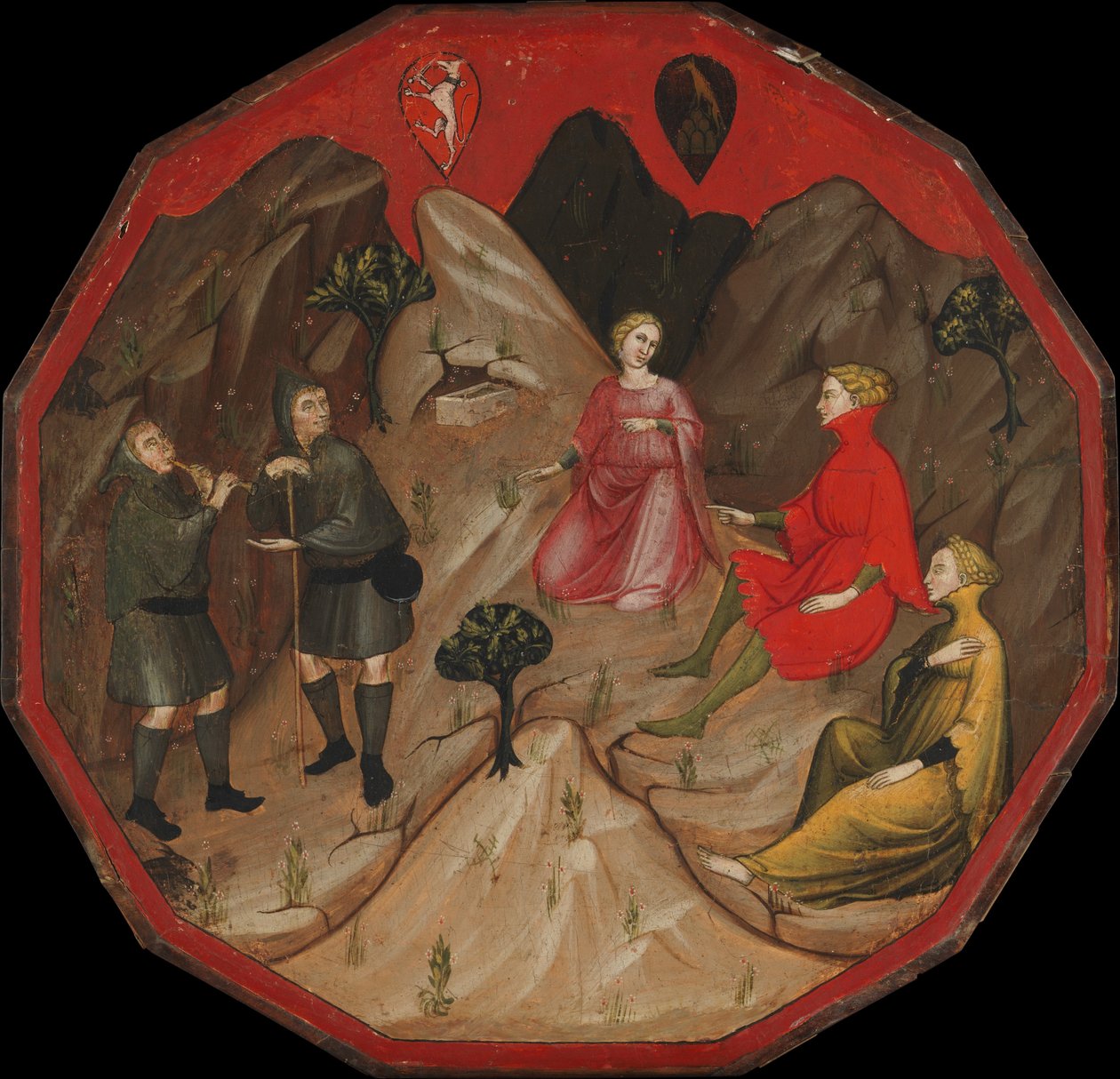 En konkurranse mellom hyrdene Alcesto og Acaten, ca. 1410. av Master of 1416