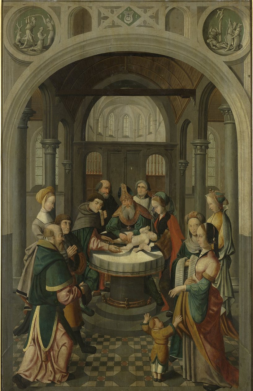 Panel av en altertavle med Kristi omskjæring, på verso er Kristi oppstandelse av Master of Alkmaar (attributed to)