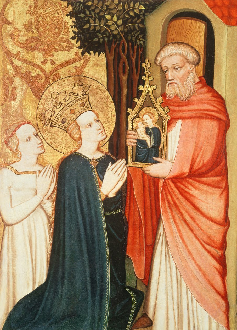 En eremitt med et bilde av jomfru Maria av Master of Bat