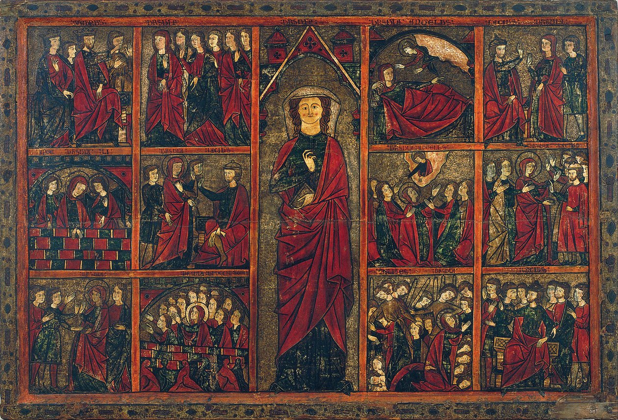 Saint Ursula med scener fra livet hennes av Master of Bierge