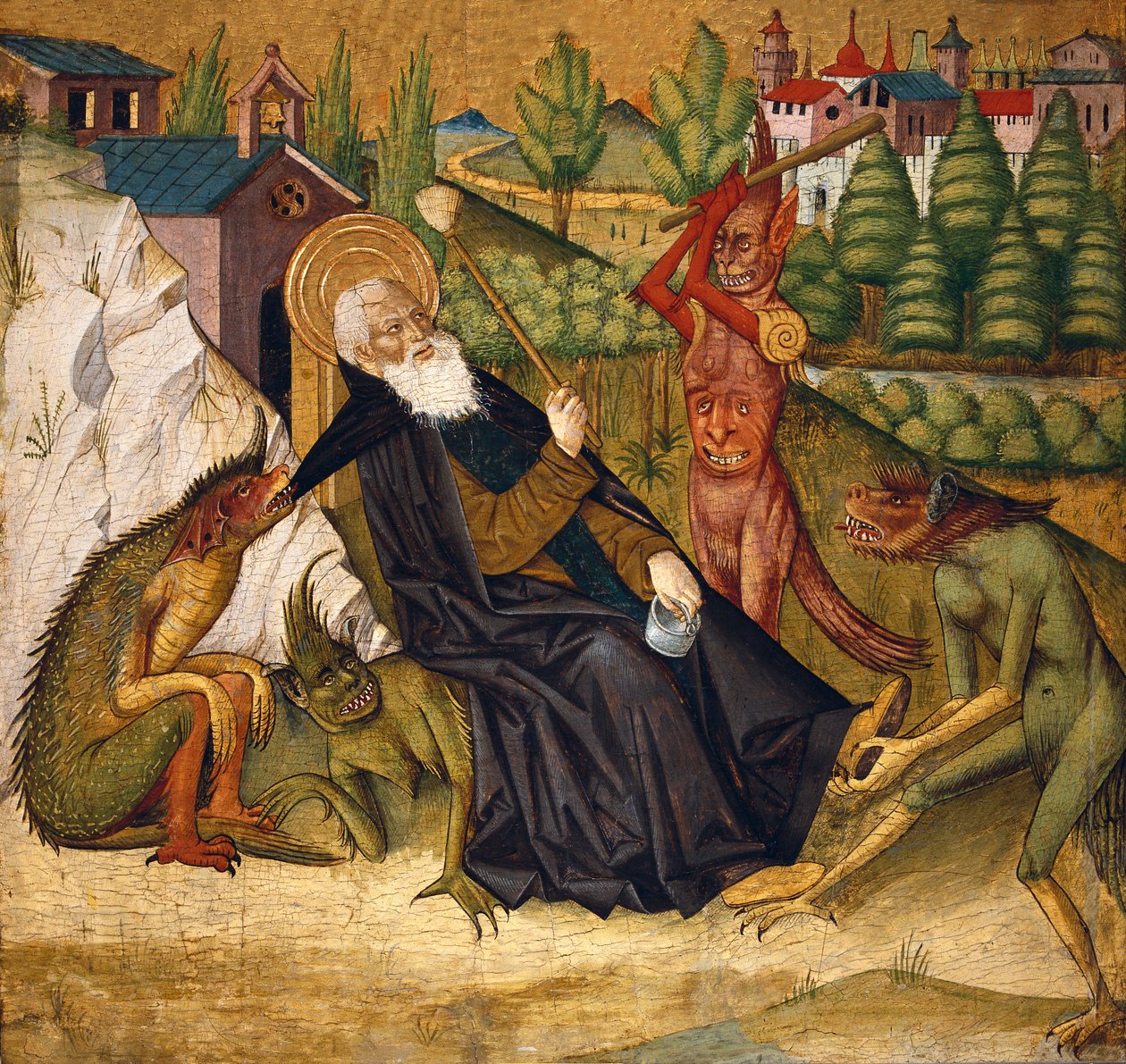 Fristelsen til St Anthony i ørkenen av Master of Bonnat