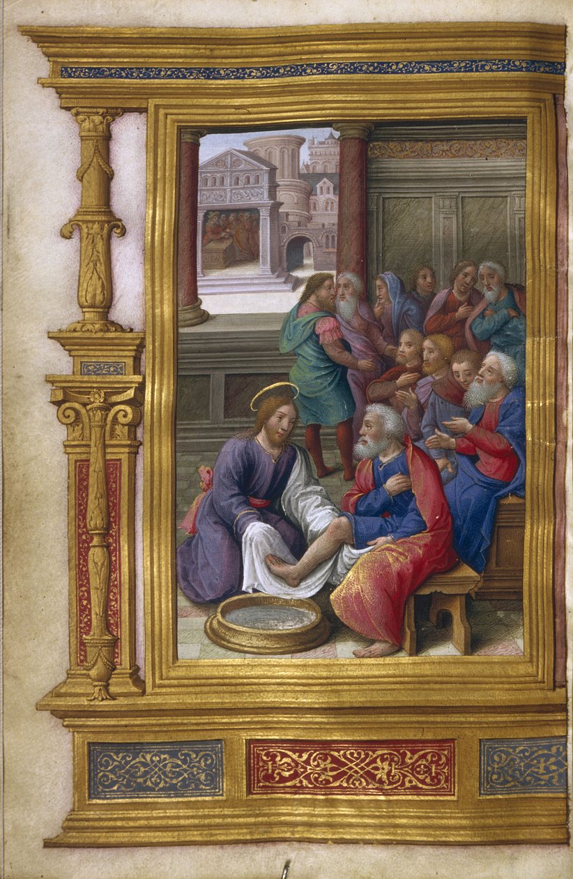 Kristus vasker apostlenes føtter, 1500-1550 av Master of Claude de France