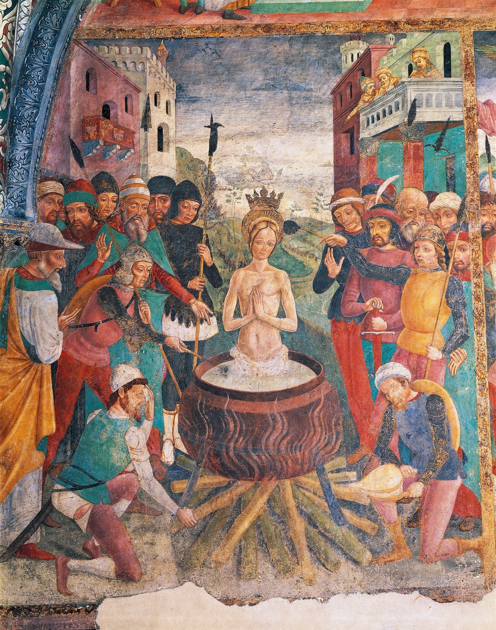 Italia, Piemonte-regionen, Alessandria-provinsen, Serralunga di Crea, Sacro Monte di Crea, Sanctuary of Santa Maria Assunta, St. Margareta av Antiokia-kapellet, St. Margareta av Antiokia-pasjonen av Master of Crea