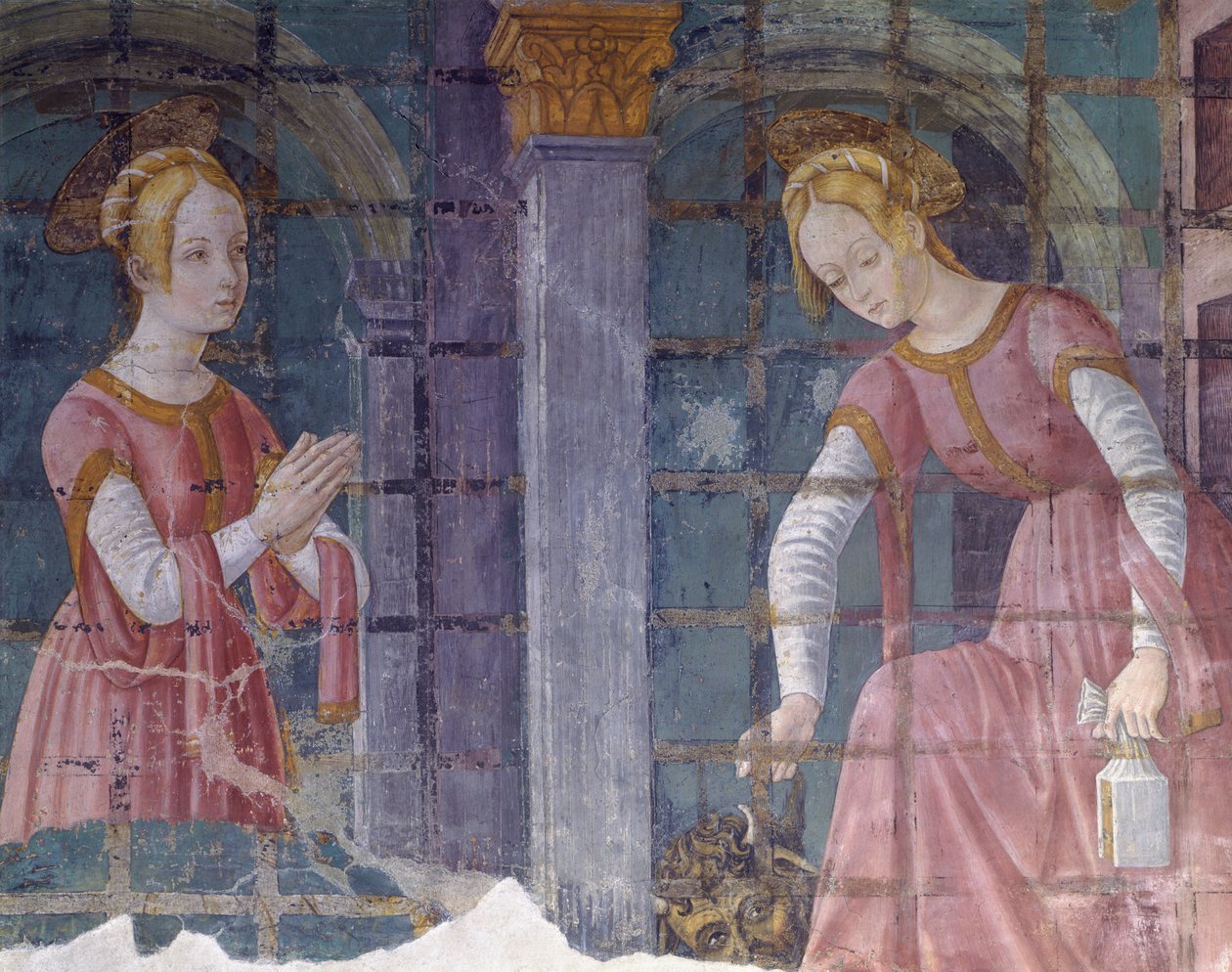 Italia, Piemonte-regionen, Alessandria-provinsen, freskomaleri i kapell ved basilikaen Santa Maria Assunta av Master of Crea