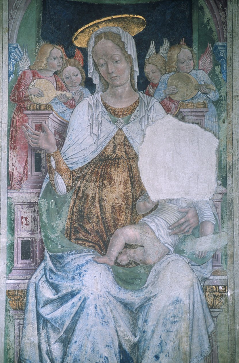 Italia, Piemonte, Serralunga di Crea, Sacro Monte di Crea, basilikaen Santa Maria Assunta, kapell, freskomaleri av Master of Crea