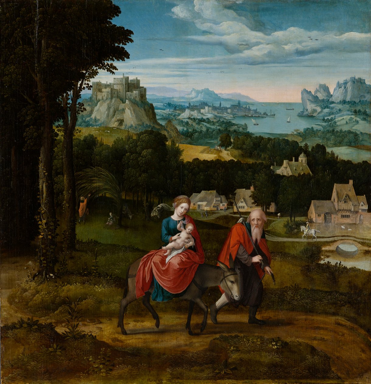 The Flight into Egypt, ca 1530-1535 (olje på panel) av Master of Female Half Lengths