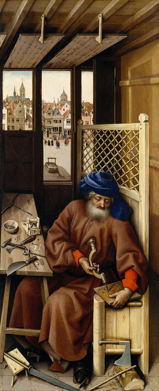 Annunciation Triptych (Merode altertavle), ca. 1427-32 (olje på eik) av Master of Flémalle