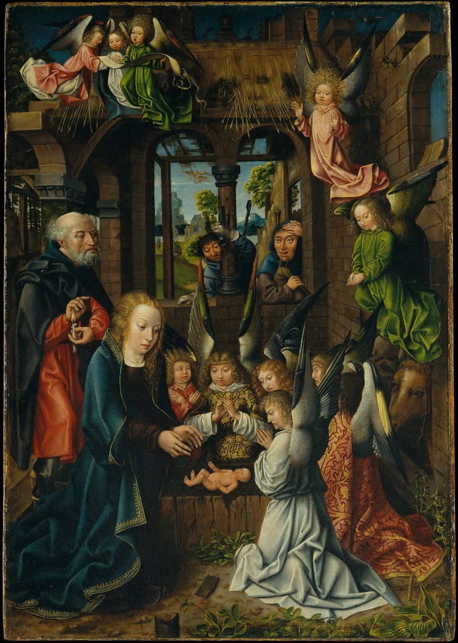 The Adoration of the Christ Child, ca. 1500 (olje på eikepanel) av Master of Frankfurt