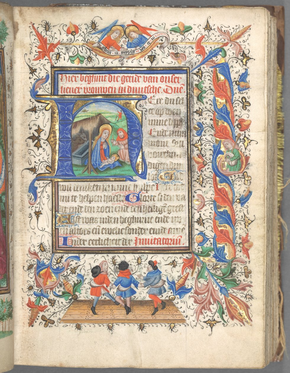 Timebok Bruk av Utrecht: fol. 14r, Initial with The Nativity, ca. 1460-1465. av Master of Gijsbrecht van Brederode