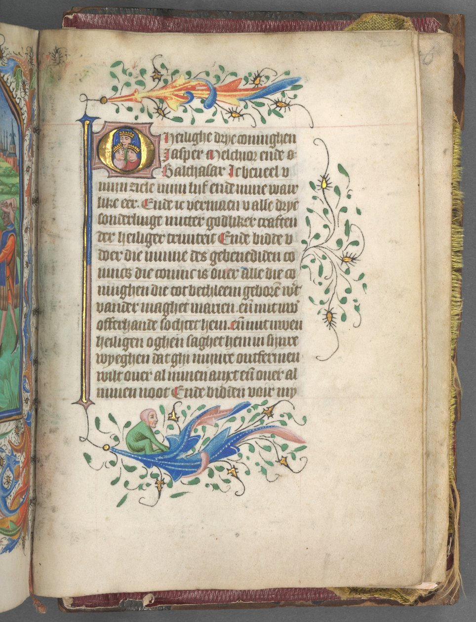 Timebok Bruk av Utrecht: fol. 222r, Initial med tre konger, ca. 1460-1465. av Master of Gijsbrecht van Brederode