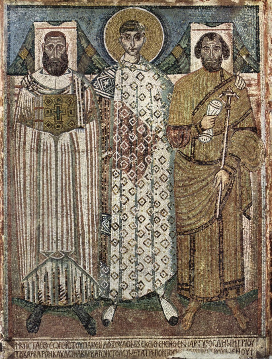 Den hellige Demetrius av Thessaloniki med giverne, 600-700-tallet av Master of Hagios Demetrios