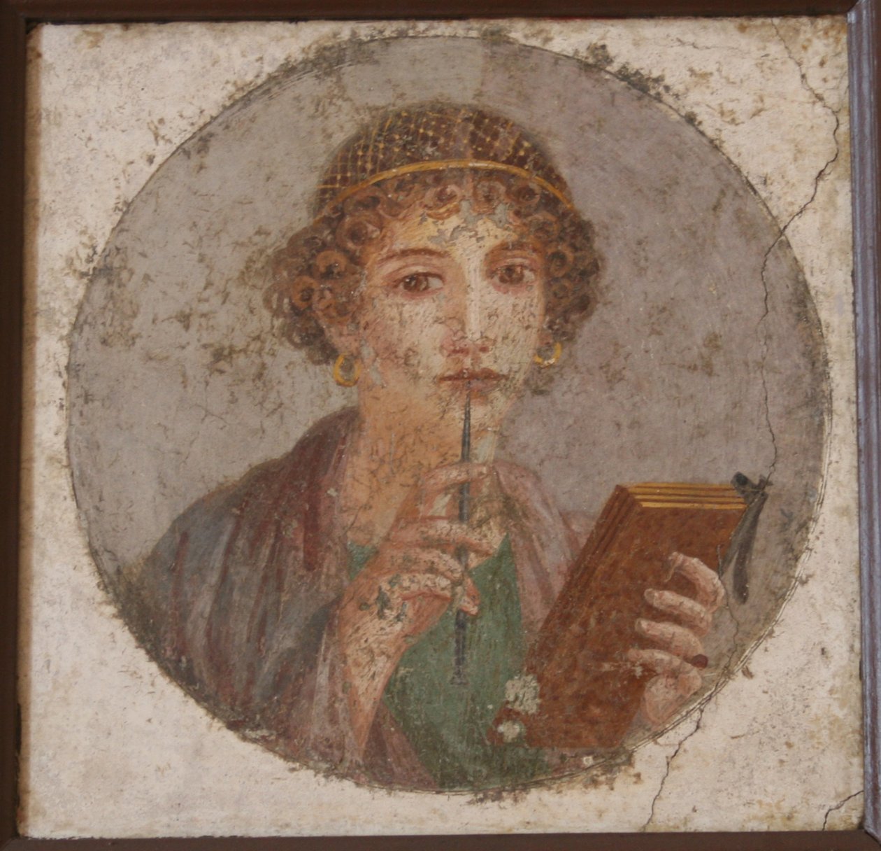 En ung kvinne med bok og pekepenn, såkalt Sappho, ca 50 av Master of Herculaneum