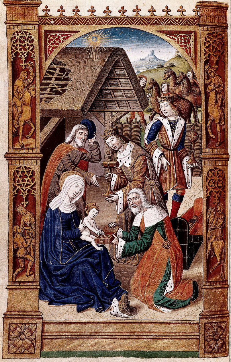 Tilbedelsen av magiene (miniatyr) av Master of Jacques de Besançon