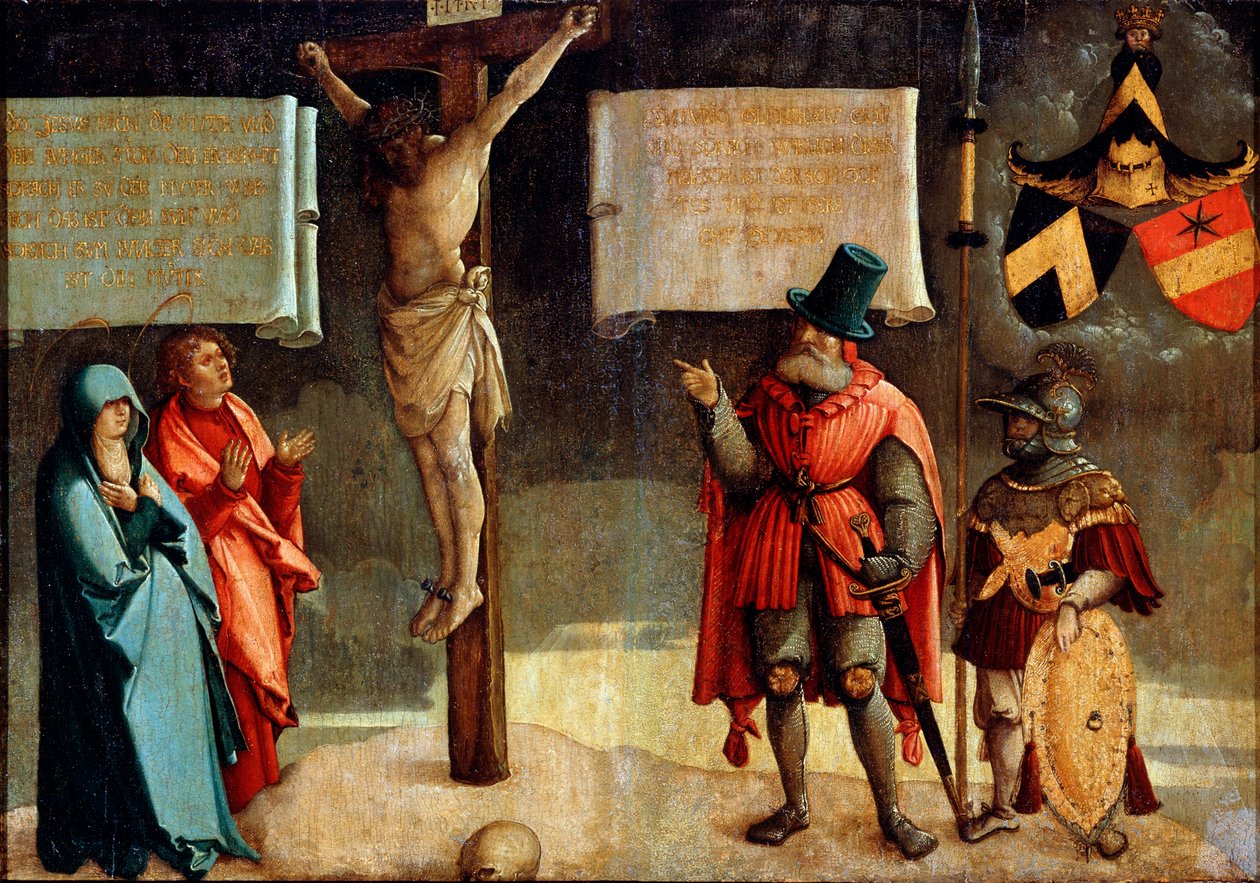 Korsfestelse med givere, 1500-tallet. av Master of Messkirch