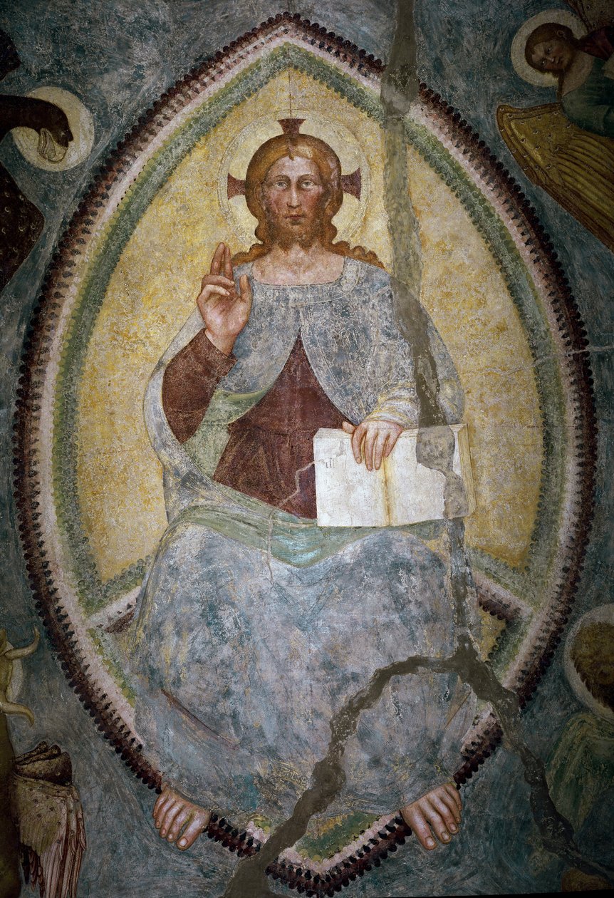 Forløser mellom de fire evangelistene (fresco av Master of Mocchirolo