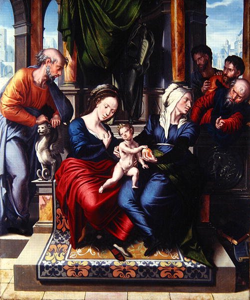 Den hellige familie (olje på panel) av Master of Paul and Barnabas