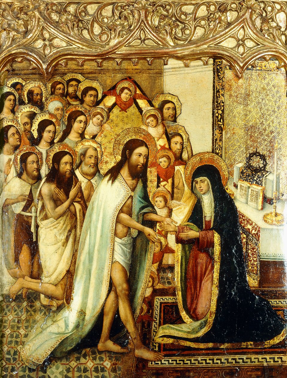 Kristus presenterer Det gamle testamentes forløste for sin mor, av Master of Perea