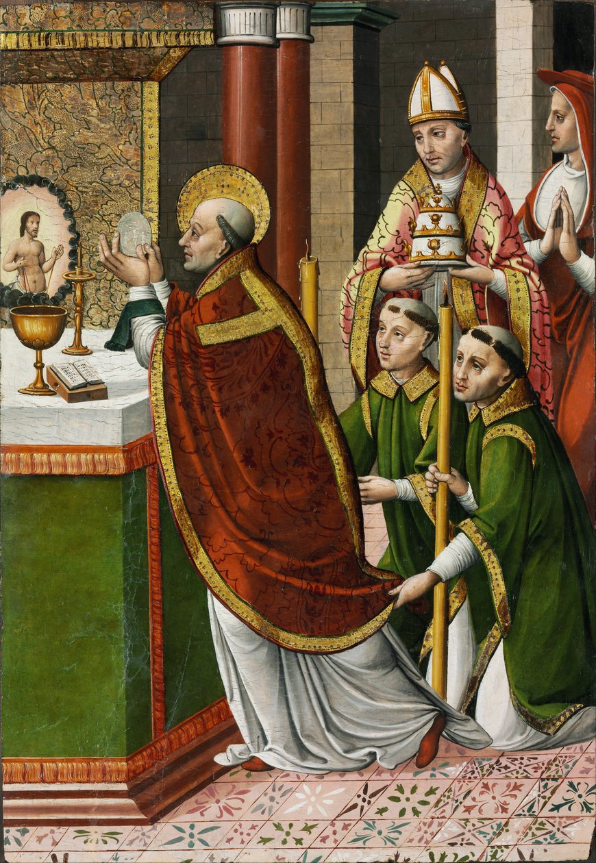 Messen til Saint Gregory the Great - Mester av Portillo (aktiv 1520-1530) - ca. 1520 - Tempera på panel - 96,2x66,5 - Szepmuveszeti Muzeum, Budapest av Master of Portillo