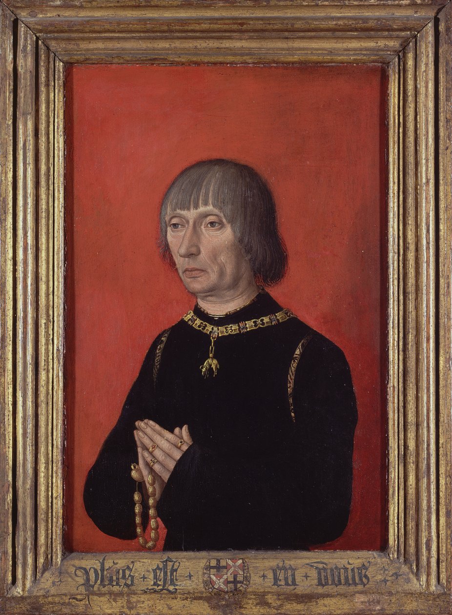 ""Portrait de Louis de Bruges, seigneur de Gruuthuse (1422-1492)"" Peinture du maitre des portraits des princes (actif vers 1450) vers 1490 Groeningemuseum, Bruges   1321849   no       norwegian Successfully Translated  Original: Study from Grindewald glac av Master of Portraits of Princes