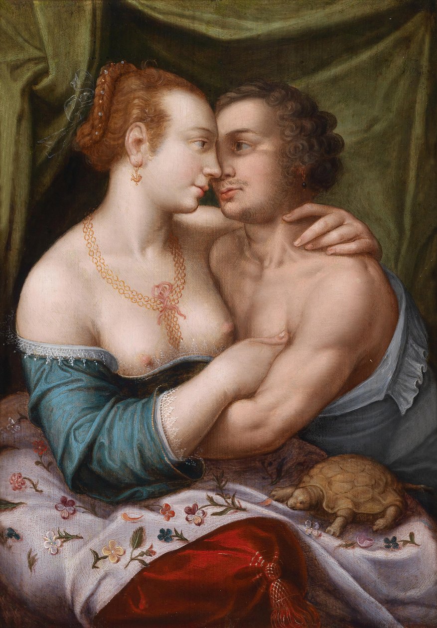 Elegant elskende par, ca. 1600 av Master of Prague