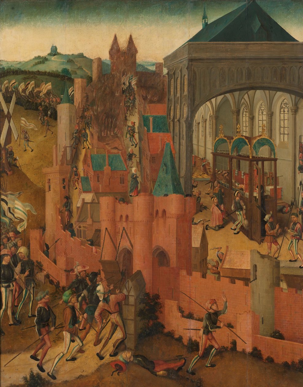 Beleiringen av Rhenen Erobringen av Rhenen av Jan II av Cleves i 1499 av Master of Rhenen