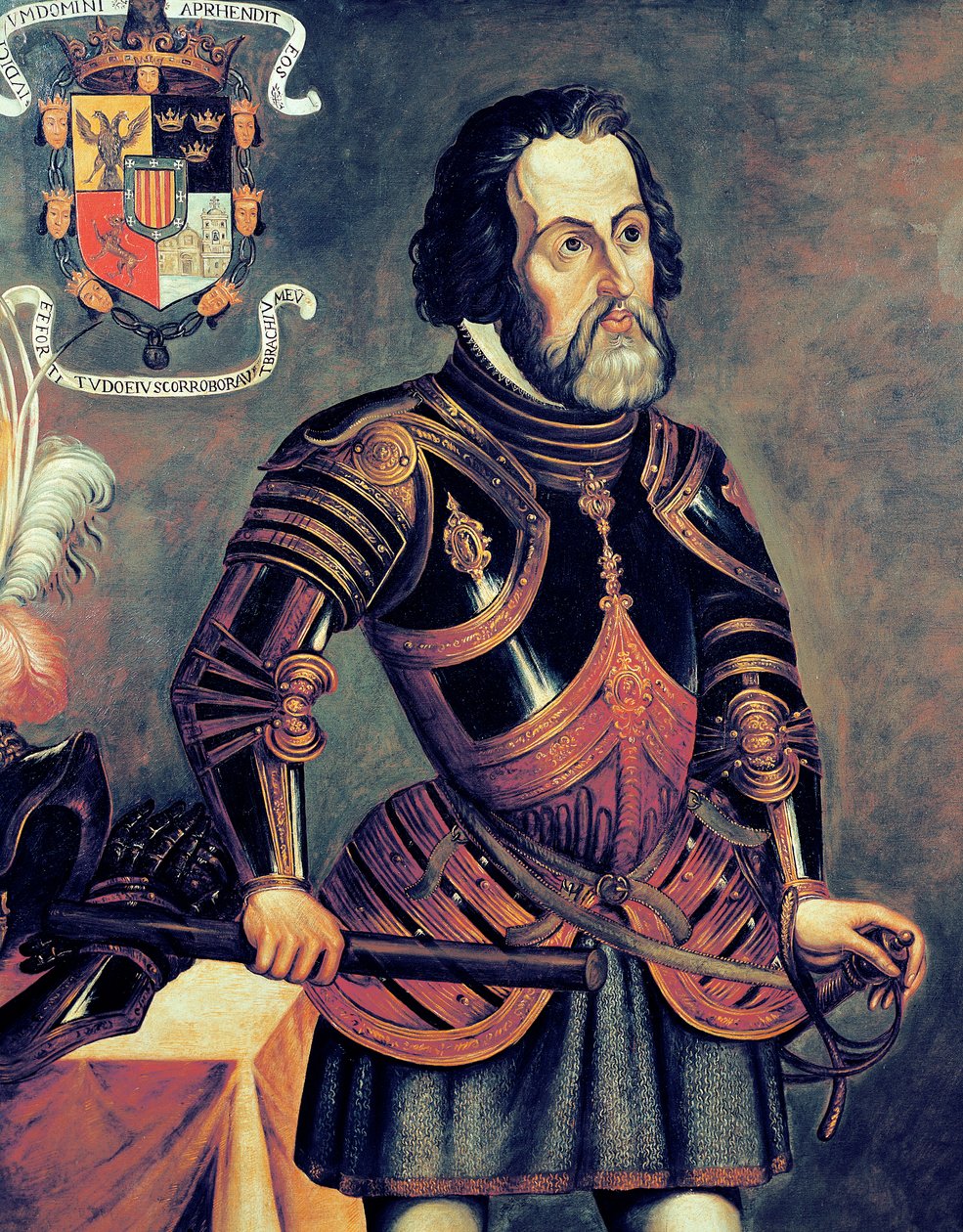 Hernando Cortes (1485-1547) (kopi av en original) av Master of Saldana