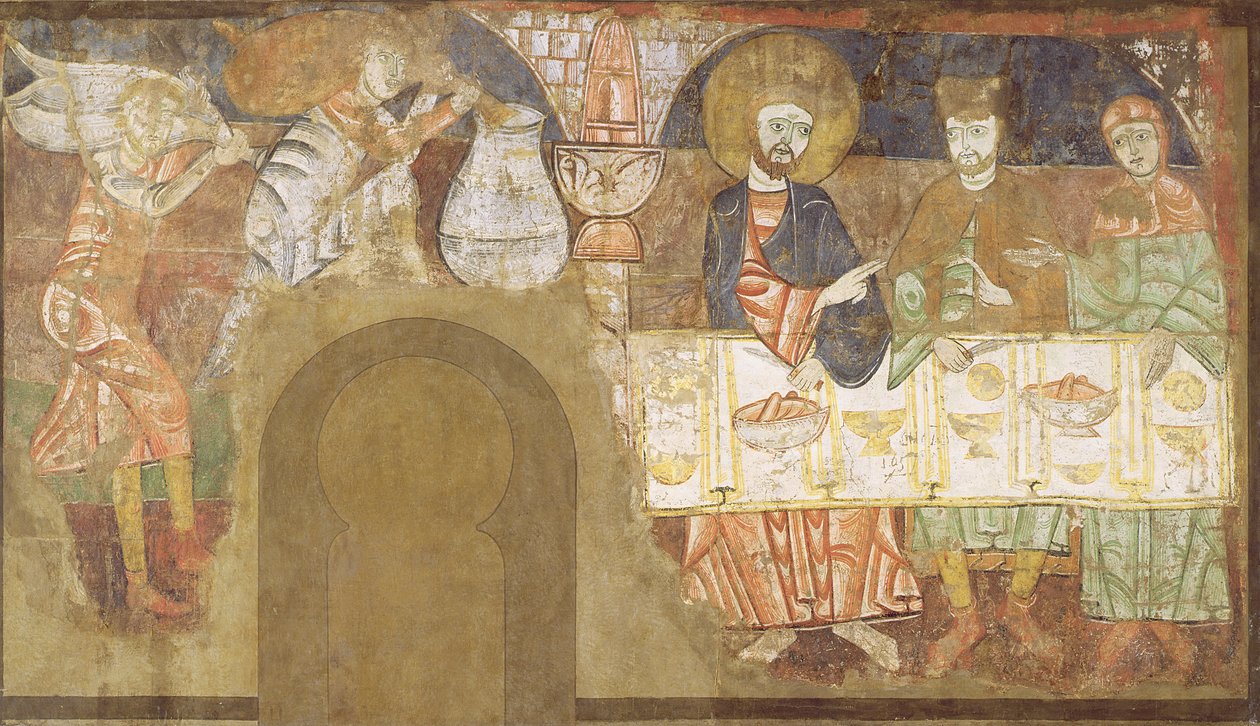 The Marriage at Cana, ca. 1150 (fresko montert på lerret) av Master of San Baudelio de Berlanga
