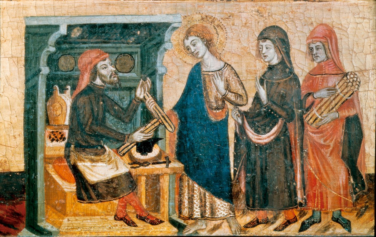 Altertavle av de hellige Johannes, mester i Santa Coloma de Queralt, ca. 1356 (tempera og bladgull på tre) av Master of Santa Coloma de Queralt