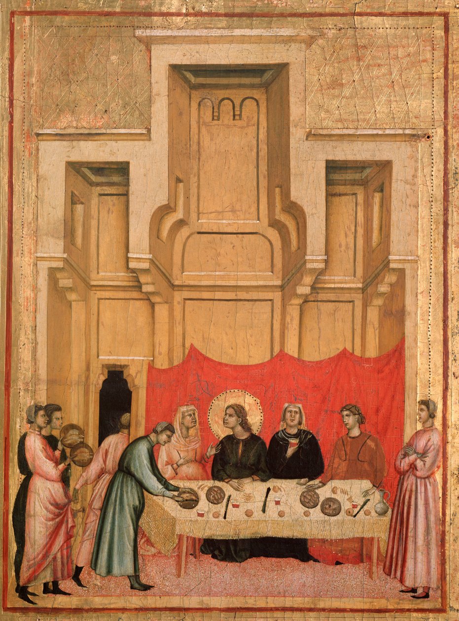 St Cecilia og historien om hennes liv Detalj: bryllupsbanketten til Cecilia og Valerianus - altertavle, ca. 1290-1320 av Master of St. Cecilia