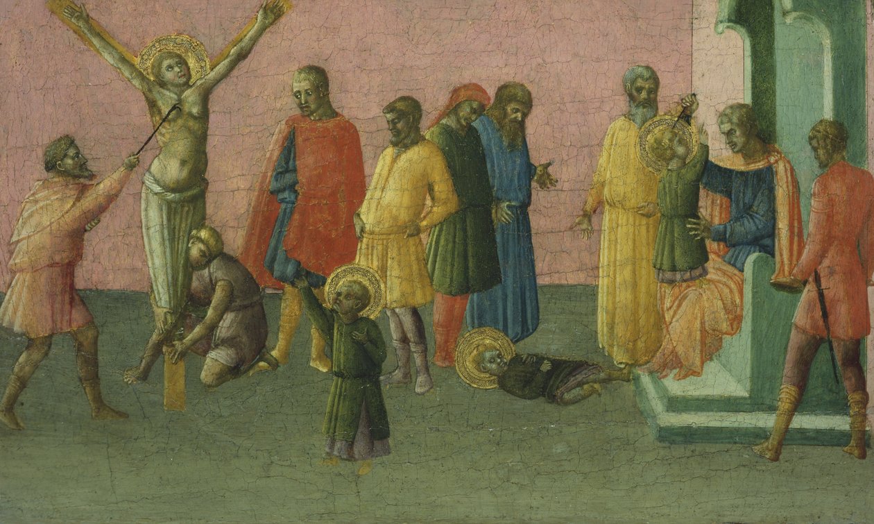 The Martyrdom of the Saints, 1400-50 (tempera og bladgull på panel) av Master of St. Julitta and St. Quiricus Master of St. Julitta and St. Quiricus