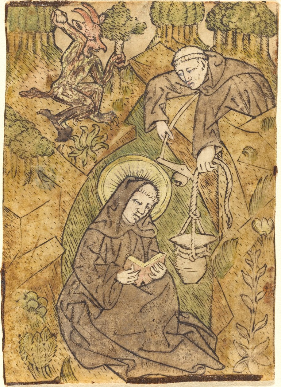 Den hellige Benedikt og munken Romanus av Master of St. Wolfgang