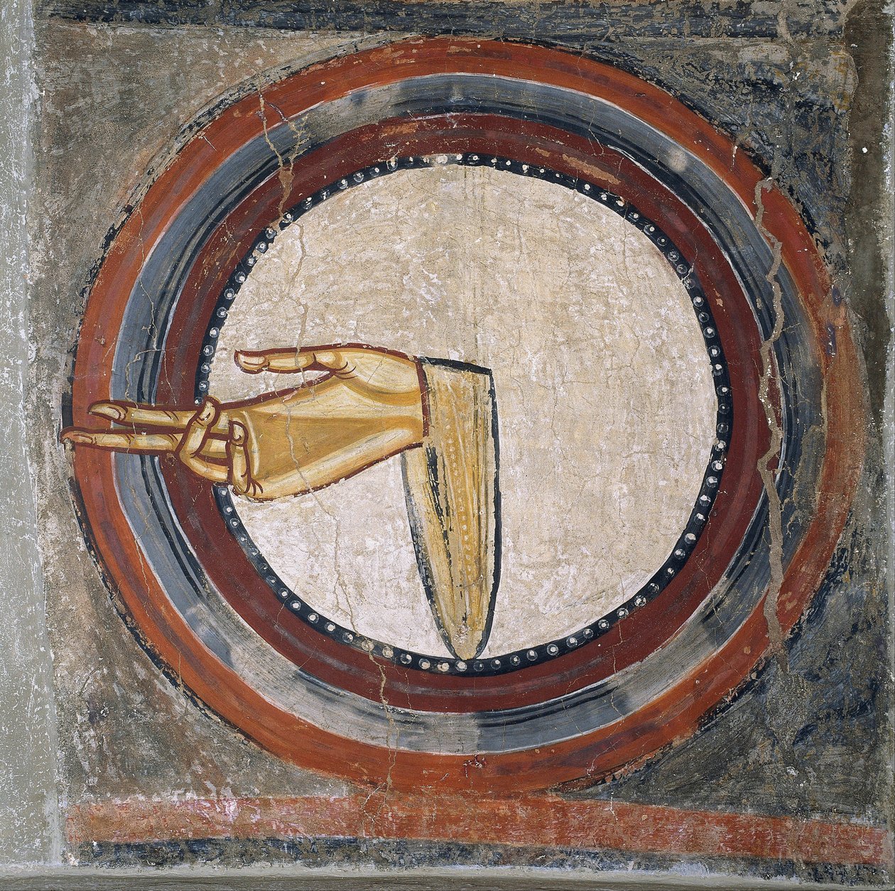 The Hand of God (fra Sant Climent de Tauell) - Master of Tahull (Master of Sant Climent de Tauell) (aktivt 1100-tall) - 1100-tallet - Fresco - 95x100 - Museu Nacional d