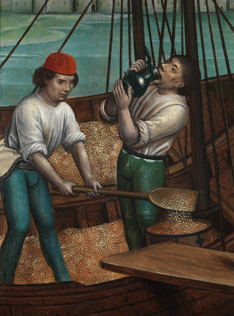 Detalj av kornets mirakel, fra altertavlen til St. Nicholas, ca. 1486-93 (olje på panel) av Master of The Legend of St. Lucy